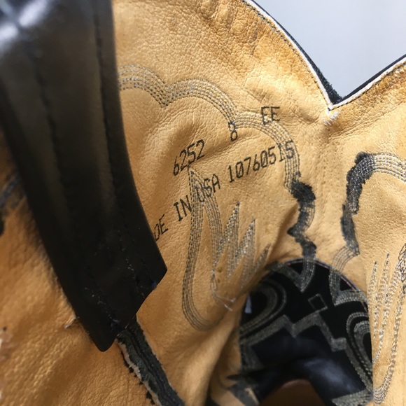 Vintage Tony Lama Mens #6252 Smooth Black Leather Cowboy Western Boots Size 8 EE - Picture 11 of 13